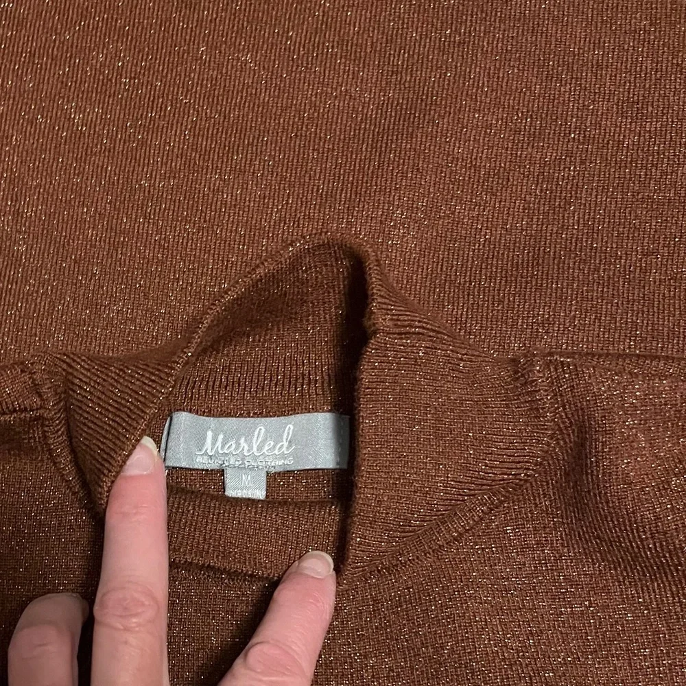 Copper Lurex Mock Neck Sweater/Size M